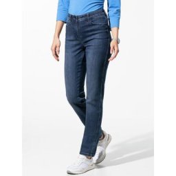 Walbusch Damen Jeanshose Regular Fit Blau einfarbig atmungsaktiv elastisch flexibler Bund