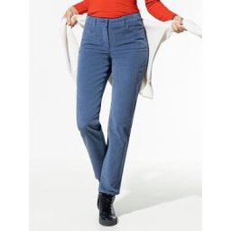 Walbusch Damen Five Pocket Cordhose einfarbig Mittelblau