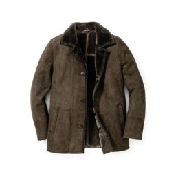 Walbusch Herren Lammfell Carcoat einfarbig Khaki