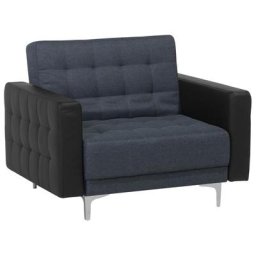 Sessel dunkelgrau schwarz Polsterbezug Kunstleder Metall Retro Stil verstellbare Rückenlehne Wohnzimmer