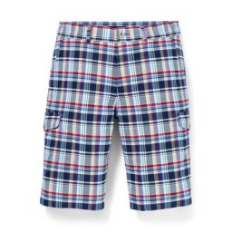 Walbusch Herren Bermuda-Hose Regular Fit Blau kariert atmungsaktiv