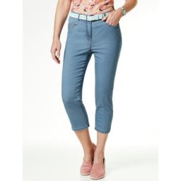 Walbusch Damen Yoga Capri Ultrastretch einfarbig Mid Blue