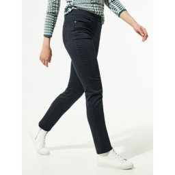 Walbusch Damen Thermo Bügelfrei Baumwollhose einfarbig Marine