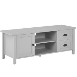 Kommode Grau MDF Spanplatte 40 x 46 x 120 cm 2 Schubladen 3 Fächer Wohnzimmer Rustikal Elegant Trendy Multifunktional