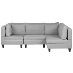Ecksofa Hellgrau Stoff L-förmig Linksseitig 4-Sitzer Modulsofa Wohnzimmermöbel Modern Wohnzimmer Salon Wohnecke Sitzecke