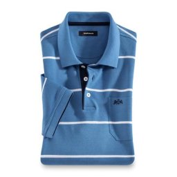 Walbusch Herren Poloshirts Blau gestreift temperatur-ausgleichend