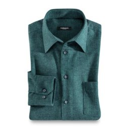 Walbusch Herren Hemd Thermoflanell Softmelange einfarbig Uni Smaragd