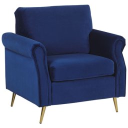 Sessel Kobaltblau Samtstoff mit Goldenenbeinen/ Armlehnen in Retro-Stil Wohnzimmer Salon Flur Skandinavisch Modern