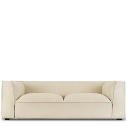 3-Sitzer-Sofa AUSTER - 3-Sitzer-Sofa, Bouclé Stoff in Himalaya Weiß & schwarzes Holz, B220