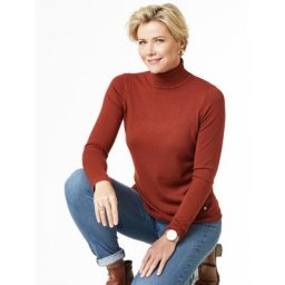 Walbusch Damen Rollkragen Pullover normale Größen Braun einfarbig