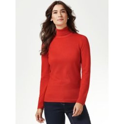 Walbusch Damen Rollkragenpulli normale Größen Rot einfarbig