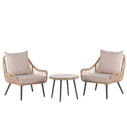 Balkonset Beige Rattan 2 Stühle 1 Couchtisch 2 Auflagen Gartenmöbelset Terasse Balkon Grtenmöbel