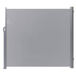 Seitenmarkise Hellgrau Aluminium 180x300 cm ausziehbar mit Standfuß wasserabweisender UV-beständiger Stoff Outdoor Garten Terrasse