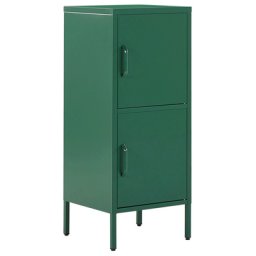 Hoher Aktenschrank Grün Stahl 40x40x102 cm mit 2 Türen 4 Ablagefächern 2 Griffen Büro Wohnzimmer Schlafzimmer Bad Flur Diele