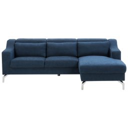 Ecksofa Dunkelblau Polsterbezug L-Förmig Linksseitig Traditionell Modern Wohnzimmer
