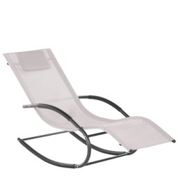 Gartenliege Beige Polyester mit Armlehnen Kọpfstütze Schaukelfunktion Modern