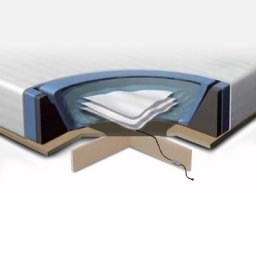 Wasserbettmatratzen Set Schaumstoff Polyester Vinyl MDF-Platte für Bett 180 x 200 cm inklusive Zubehör und Podest