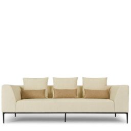 REVOLT 3-Sitzer-Sofa - 3-Sitzer Sofa, Bouclé Stoff in Weiß & schwarzes Metall, B230