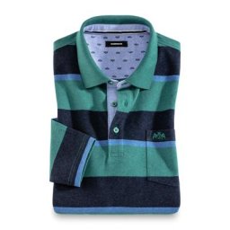 Walbusch Herren Poloshirts Thermo Gruen gestreift wärmend