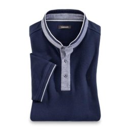 Walbusch Herren Polo-Hemd Blau einfarbig