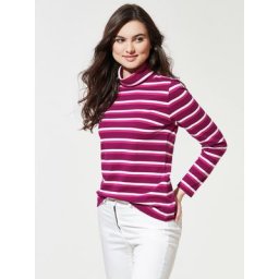 Walbusch Damen Rollkragen-Pulli Thermo Lila gestreift wärmend