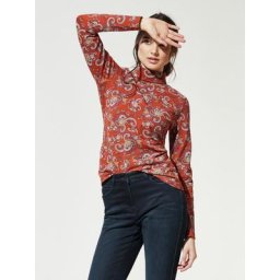Walbusch Damen Rollkragen-Pulli Thermo Braun gemustert wärmend
