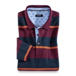 Walbusch Herren Poloshirts Thermo Rot gestreift wärmend