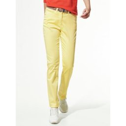 Walbusch Damen Five Pocket Hose Flechtgürtel einfarbig Vanille