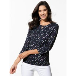 Walbusch Damen Viskoseshirt Frühlingsliebe gemustert Herzprint Marine