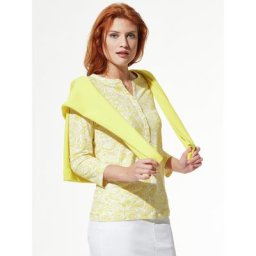 Walbusch Damen Paisleyshirt Bicolor gemustert Weiß/Gelb