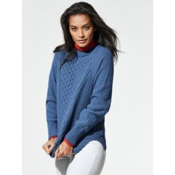 Walbusch Damen Pulli Thermo normale Größen Blau einfarbig