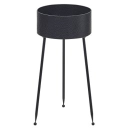 Pflanzenständer Schwarz 29 x 26 x 50 cm Metall Trommelförmig Dreibeinige Konstruktion UV-Beständig für Innen- und Außenbereich Industriell