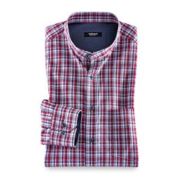 Walbusch Herren Bügelfrei Shirt kariert Karo Rot