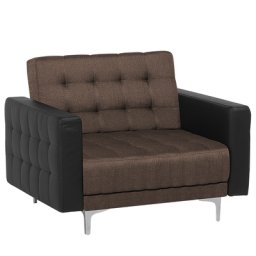 Sessel dunkelbraun schwarz Polsterbezug Kunstleder Metall Retro Stil verstellbare Rückenlehne Wohnzimmer