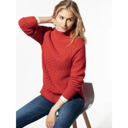 Walbusch Damen Wabenstruktur Pullover einfarbig Rostorange