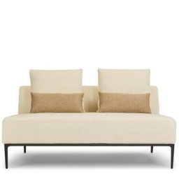 2-Sitzer Sofa REVOLT - 2-Sitzer Modulsofa, Bouclé Stoff in Weiß & schwarzes Metall, B140
