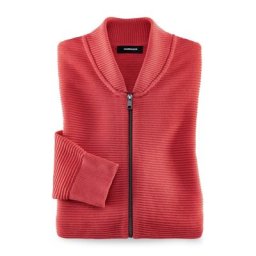 Walbusch Herren Zip Jacke Ottoman einfarbig Koralle