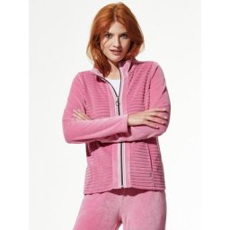 Walbusch Damen Nicki Homewear Jacke einfarbig Rosa