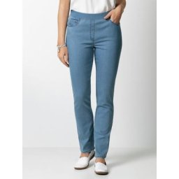 Raphaela by Brax Damen Jeans-Hose Slim Fit Hellblau einfarbig elastisch flexibler Bund
