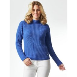 Walbusch Damen Pulli Blau einfarbig wärmend