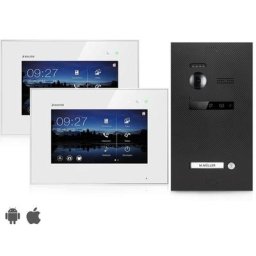 BALTER EVO 2-Draht BUS Komplettsystem, Türstation für ein Familienhaus mit 2 Monitoren - Farbe Graphit-Karbon