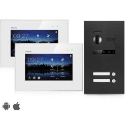 Video Türsprechanlage BALTER EVO KARBON WIFI 2-Draht BUS Komplettsystem mit Unterputz Türstation in Karbon für 2 Teilnehmer und 2x 7"" Touchscreen Monitor und Hauptstromverteiler