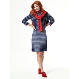 Walbusch Damen Ringelkleid la Ville gestreift Marine/Weiß