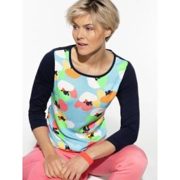 Walbusch Damen Viskoseshirt Blumenfest gemustert Skyblue