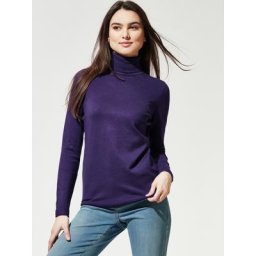 Walbusch Damen Rollkragen-Pullover normale Größen Lila einfarbig