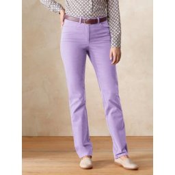 Walbusch Damen Bügelfrei-Baumwoll-Hose Regular Fit Lila einfarbig elastisch flexibler Bund