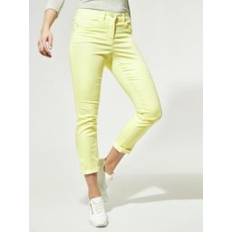 Walbusch Damen Bügelfrei-Baumwoll-Hose Regular Fit Gelb einfarbig elastisch flexibler Bund