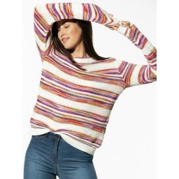 Walbusch Damen Relief-Pullover normale Größen Weiss gemustert