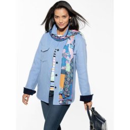 Walbusch Damen Hemd Doublefacejacke mehrfarbig Skyblue/Marine