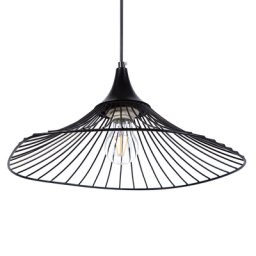 Hängeleuchte Schwarz Metall Glühbirnen-Optik Schirm mit Gitter in Trichterform für Wohnzimmer Esszimmer Minimalistischer Stil